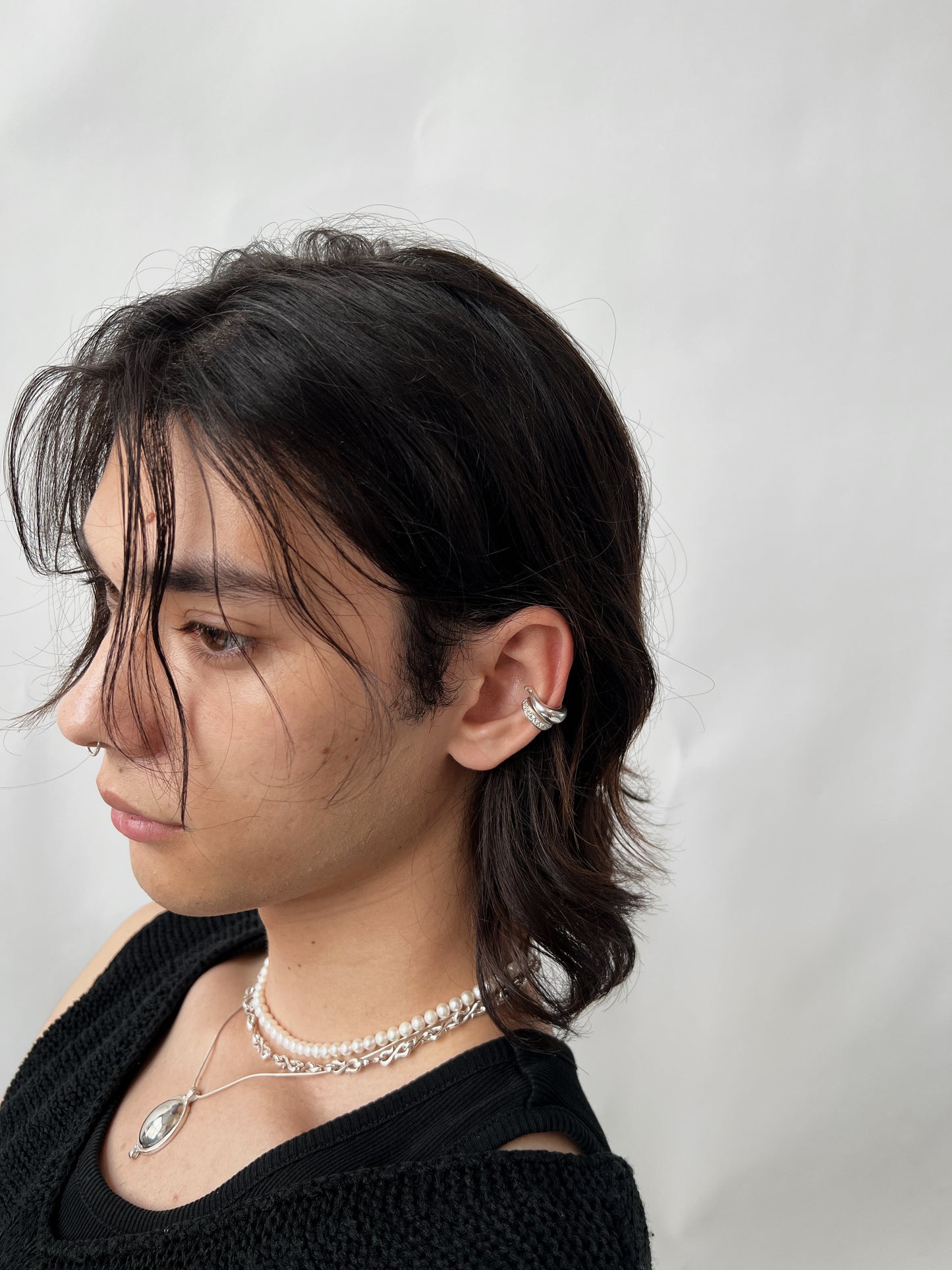 white topaz earcuff