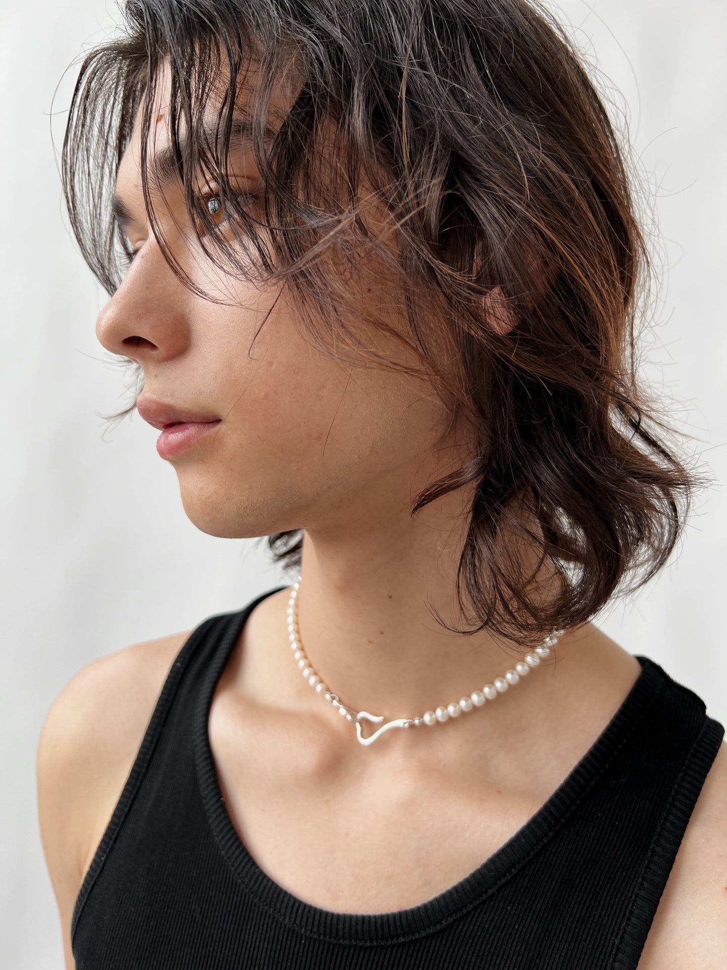 heart pearl choker <h-002>