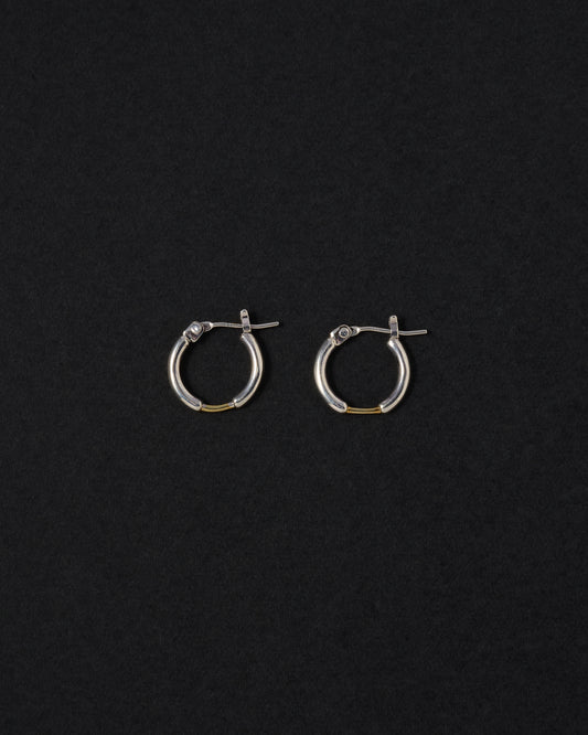 Bi-color Pipe Earrings/silver base <bi-001>