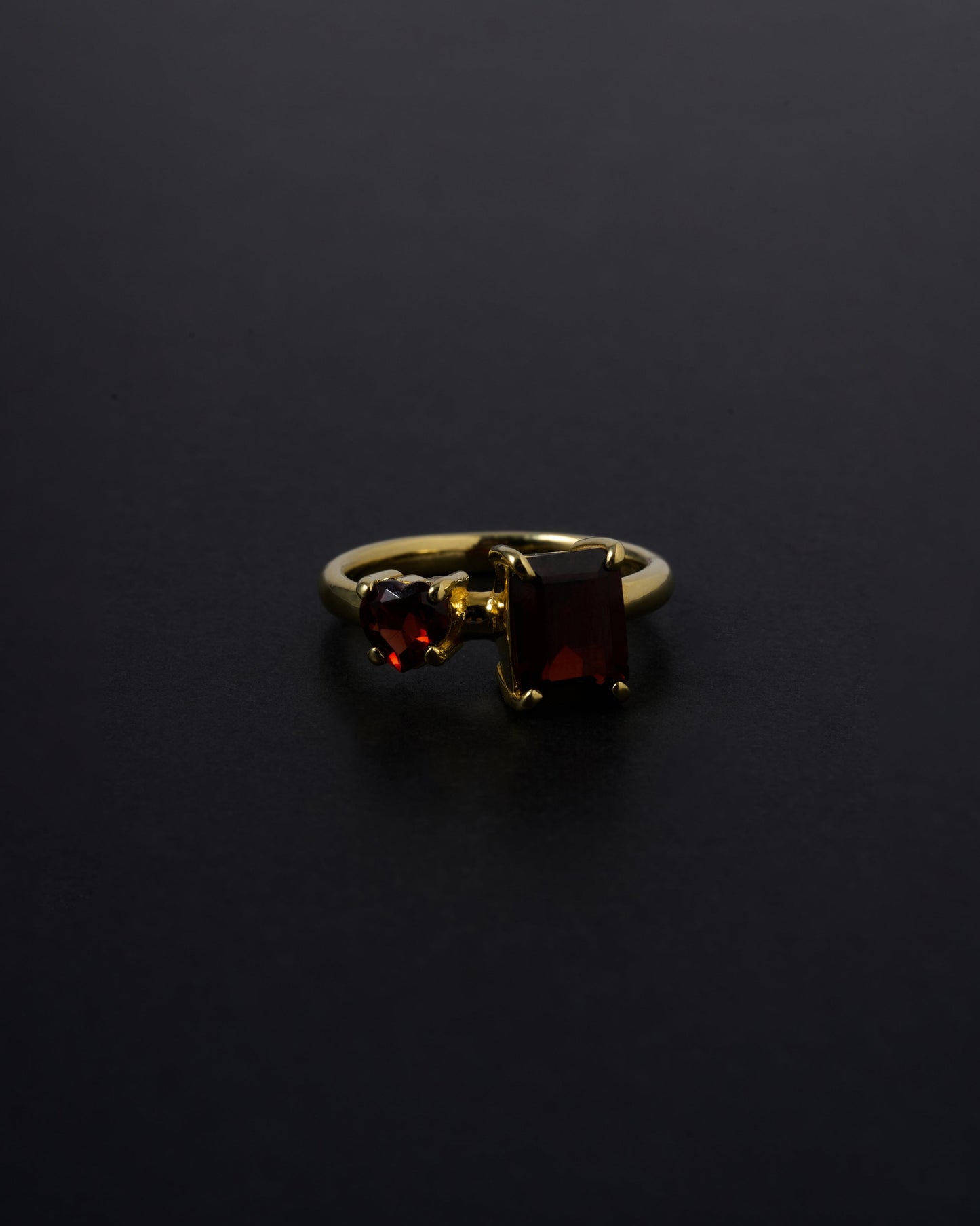 Octagon×Heart Stone Ring (Red×Red/gold) <o-003>