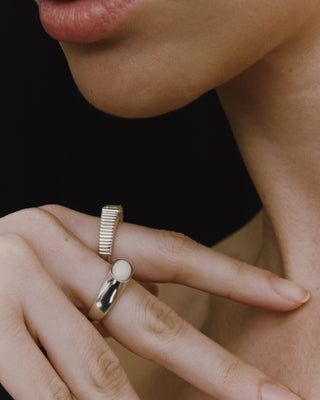 Fluted SQ Stone Ring <fssr-001,fssr-001-g>