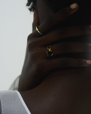 Octagon×Heart Stone Ring (Red×Red/gold) <o-003>