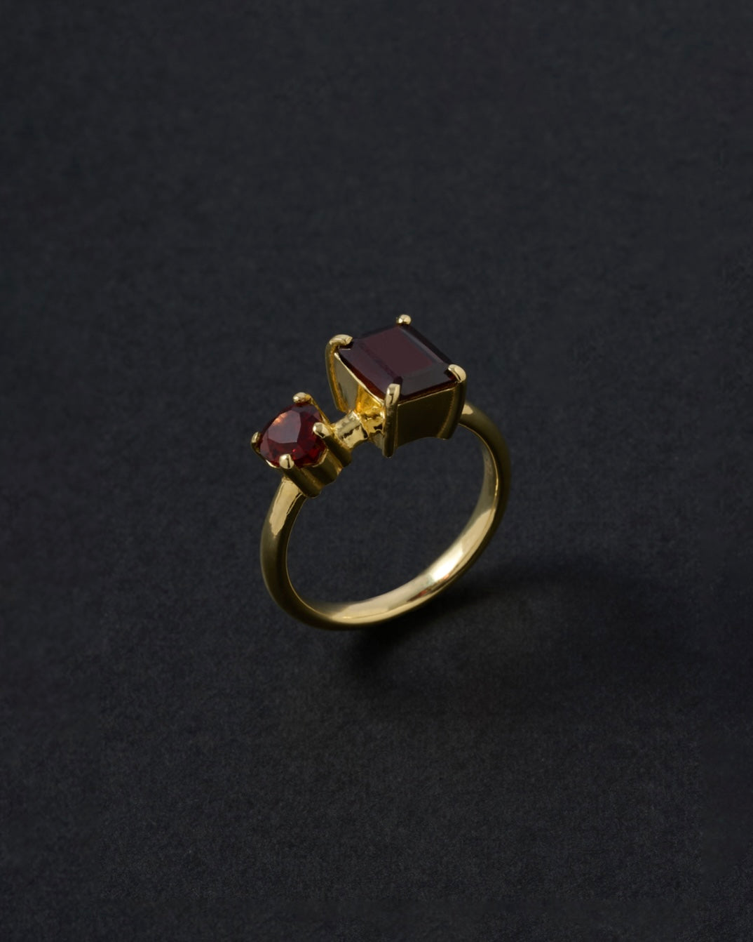 Octagon×Heart Stone Ring (Red×Red/gold) <o-003>